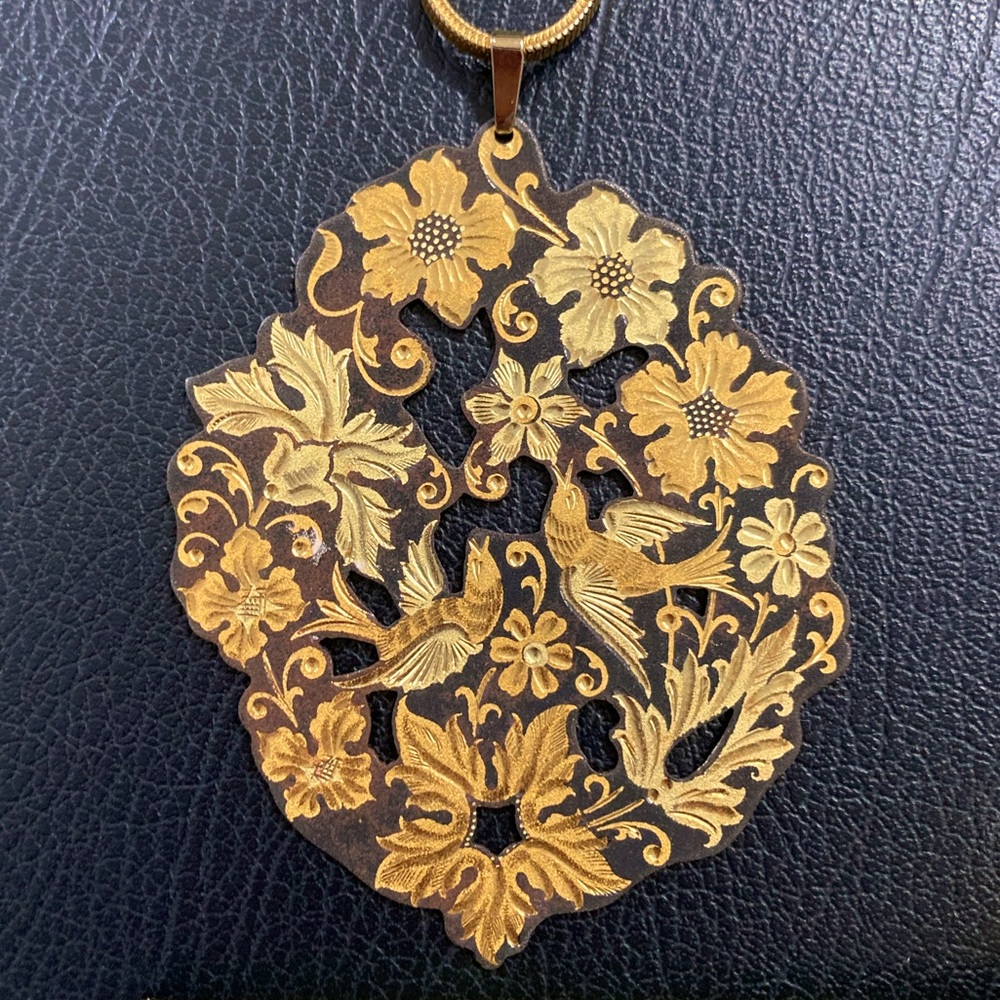 Vintage Pendant Damasquinado Do Oro 24k Gold Plated Spain